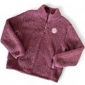 Ivory Ella Sherpa Fleece Quarter Zip Burgundy Sweatshirt